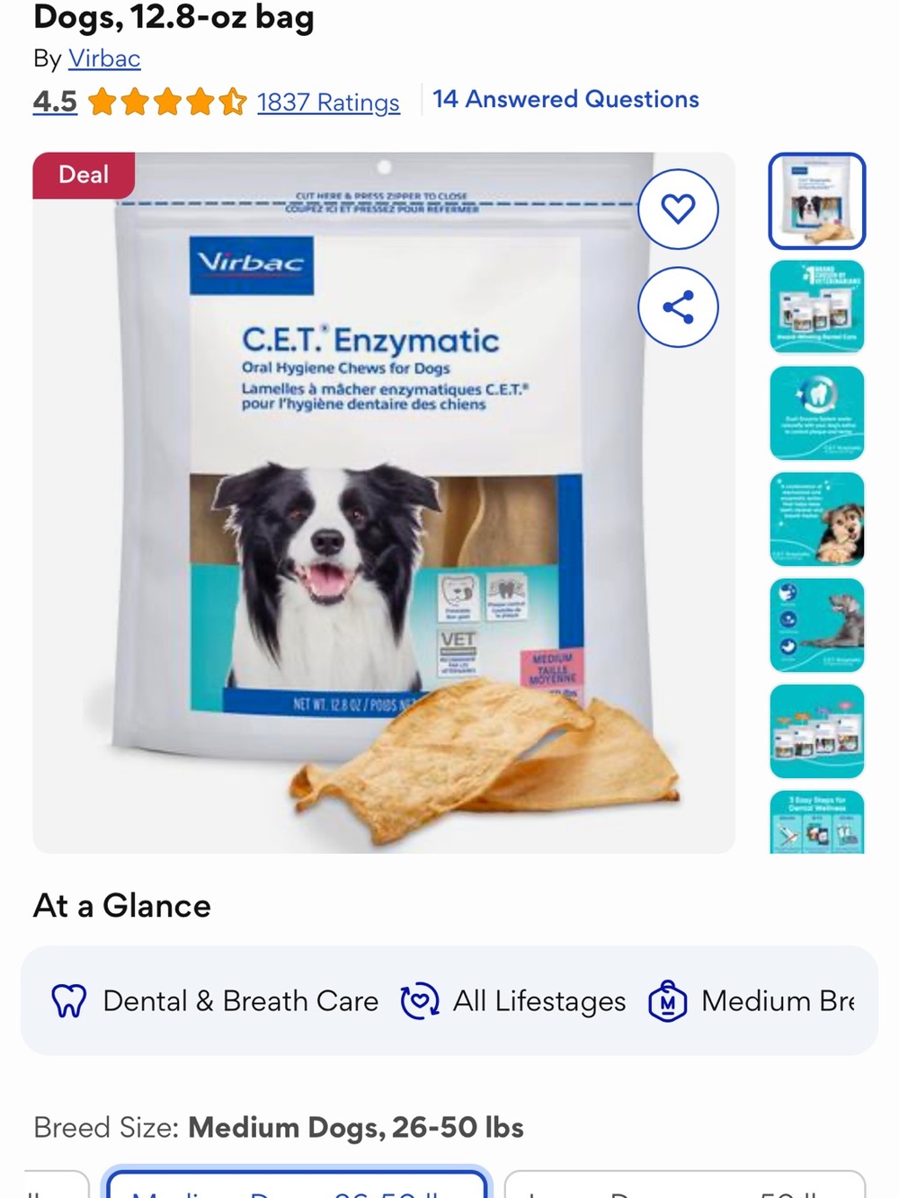 C.E.T. Enzymatic Dog Dental Chews medium chewy treats new 3 bags $$100 greenies - Picture 7 of 10